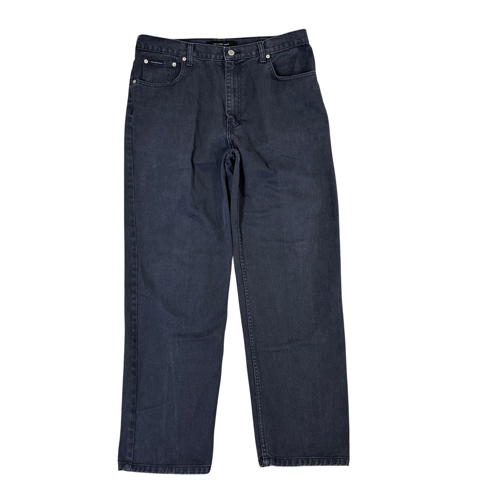Calvin Klein Jeans Mens Straight Leg Faded Black Denim Pants 35x30